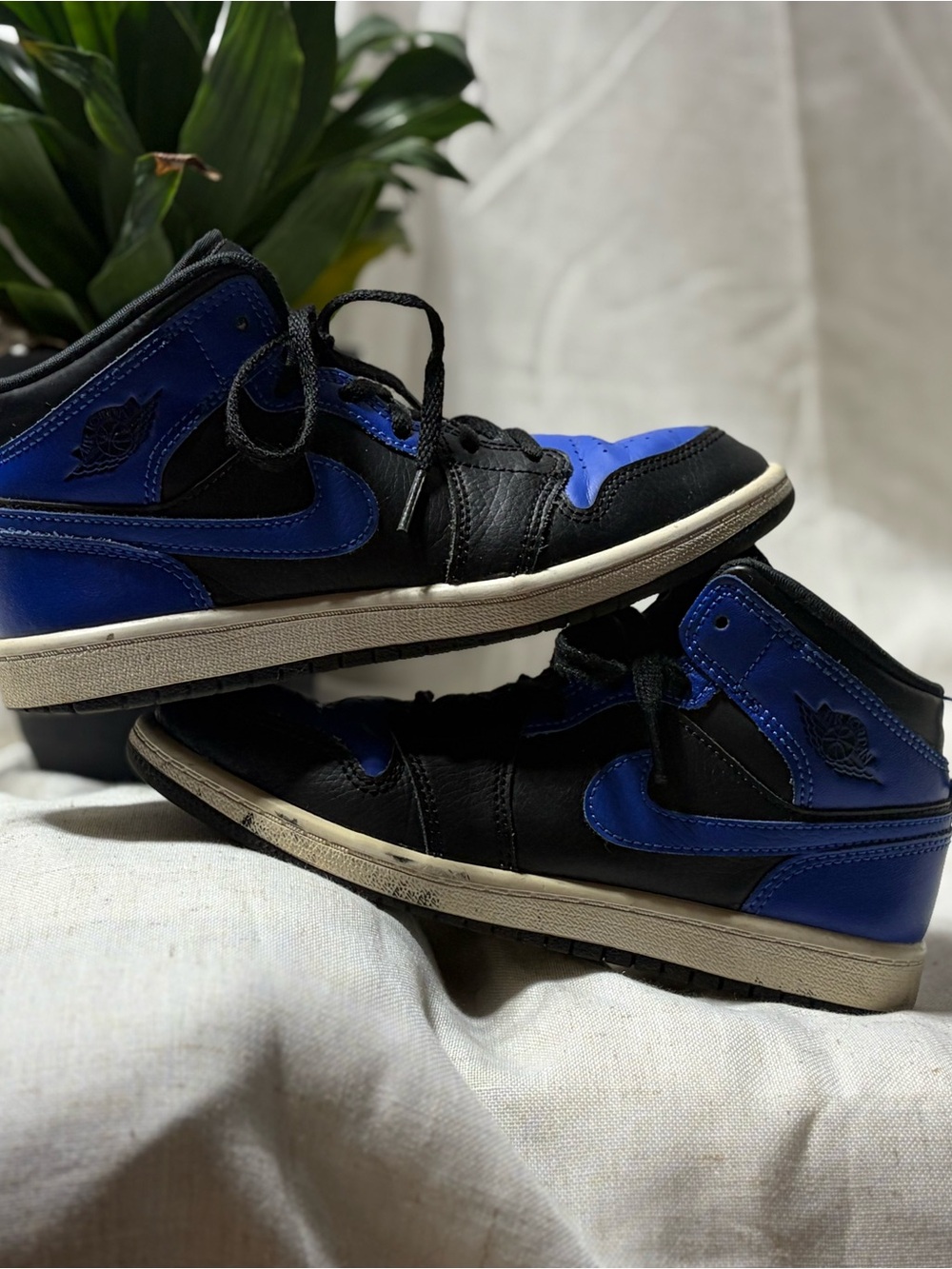Jordan Kids Black and Blue High-Top Sneakers